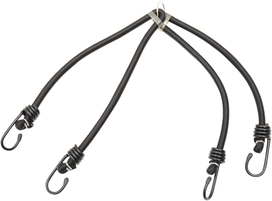 Parts Unlimited Bungee Cord with 4 Hooks, 24 inch length, durable elastic strap with metal hooks for securing items.