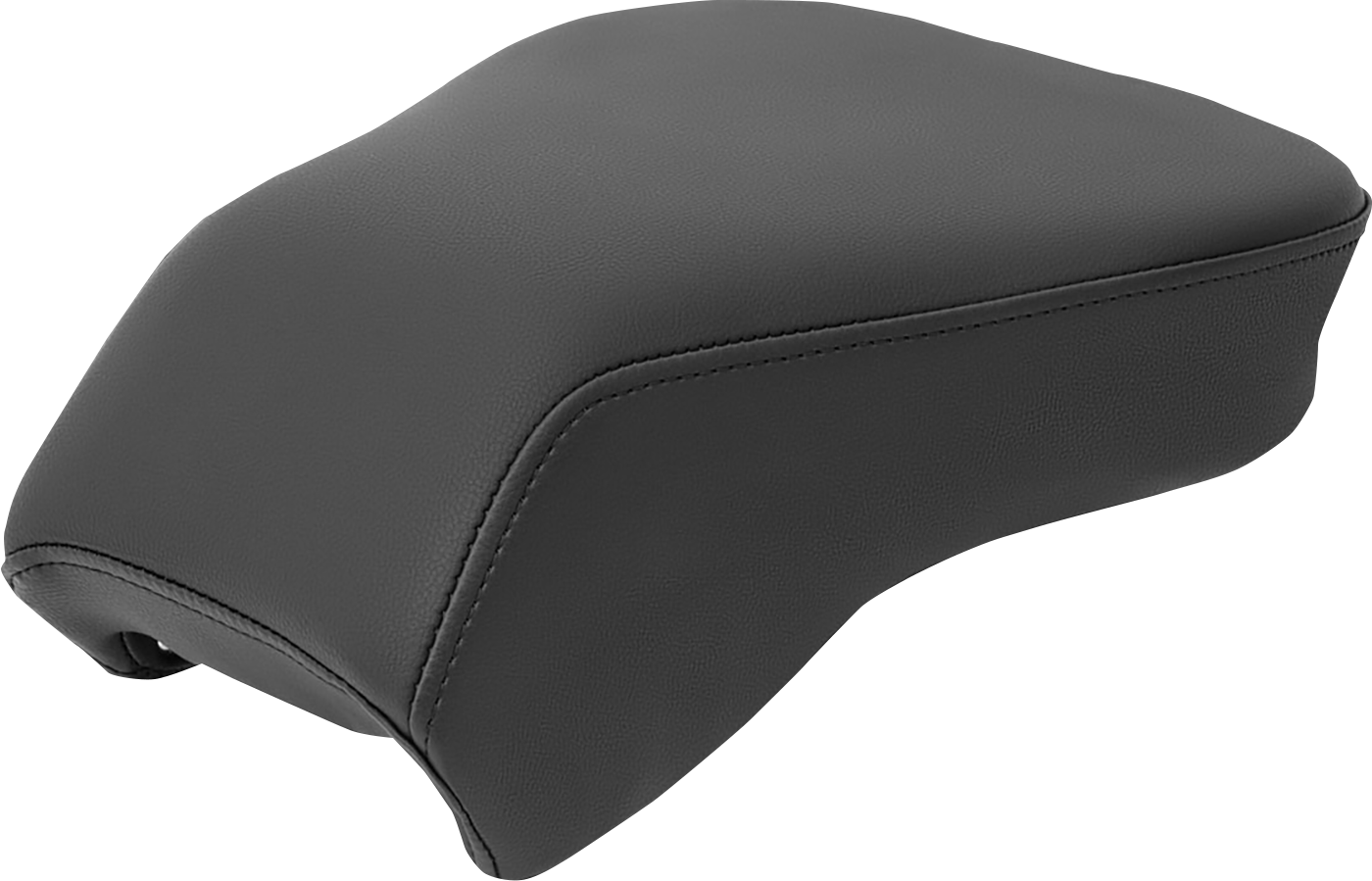 Black Saddlemens Heels Down Touring Pillion Pad seat for motorcycle, plain design, mounted on bike.