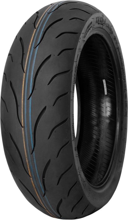 Kenda KM1 rear motorcycle tire 180/55ZR17 with high-performance sport-touring radial and advanced rubber compound.