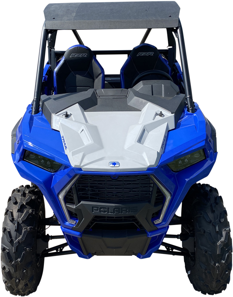 Durable polyethylene UTV one-piece roof with UV stabilizers from Moose Offroad, designed for off-road vehicles.