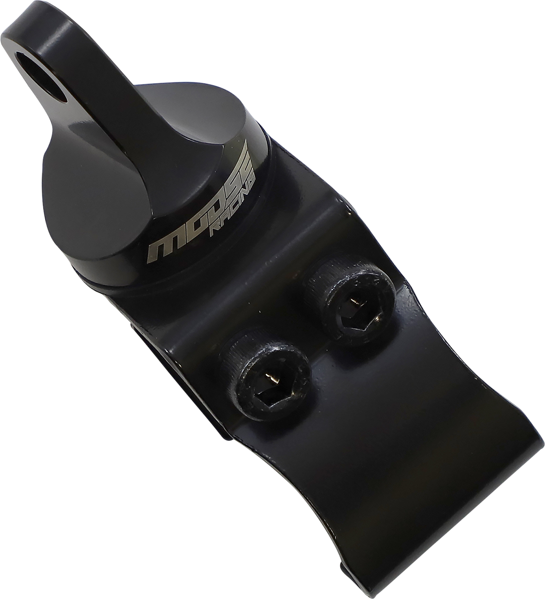 MOOSE OFFROAD Pro Fit Q15-6003D whip flag mount with aluminum clamp for off-road vehicles, shown attached to a vehicle.