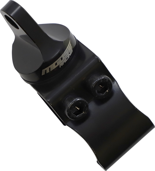 MOOSE OFFROAD Pro Fit Q15-6003D whip flag mount with aluminum clamp for off-road vehicles, shown attached to a vehicle.