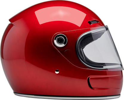 BILTWELL Gringo SV motorcycle helmet in metallic cherry red, medium size, with visor and sleek design.