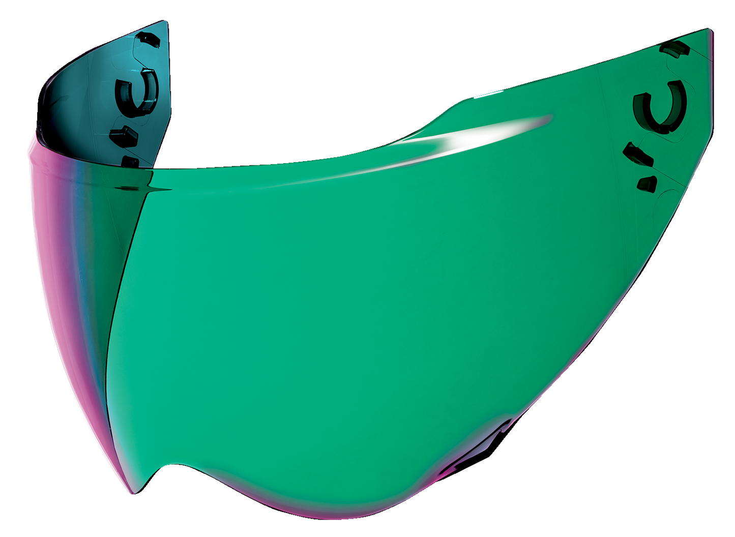 Bill's Exhausts ICON Domain™ Shield helmet part in RST Green with product code 0130-1049, showcasing the helmet's protective shield.