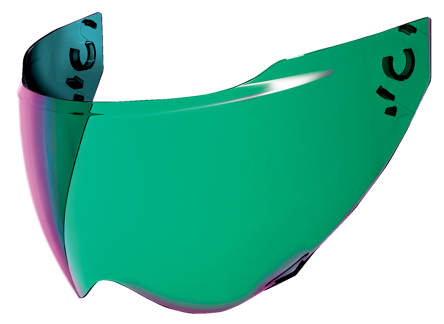 Bill's Exhausts ICON Domain™ Shield helmet part in RST Green with product code 0130-1049, showcasing the helmet's protective shield.