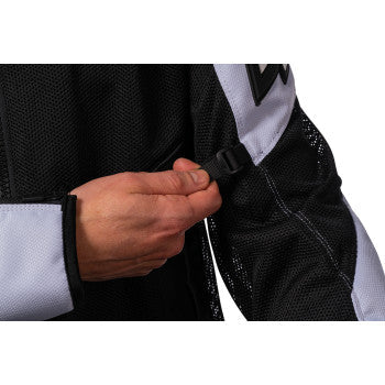 Bill's Exhausts ICON Mesh AF™ Jacket in black and white, small size, featuring lightweight mesh fabric and stylish sporty design.
