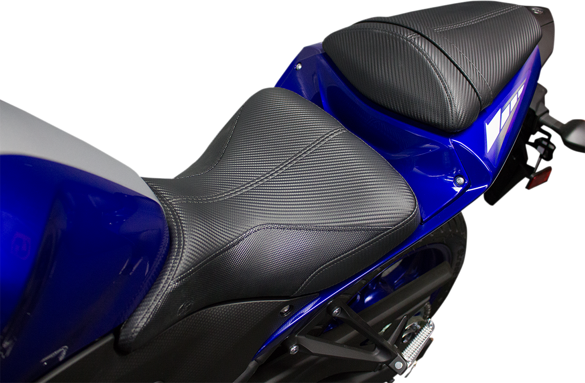 Bill's Exhausts SADDLEMEN GP-V1 motorcycle seat for Yamaha YZF R6 2010-2016, standard seat with sleek design and comfortable padding.