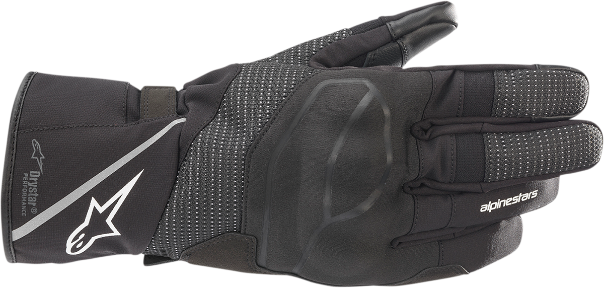 Alpinestars Andes V3 Drystar® motorcycle gloves in black, size XL, with protective knuckles and textured palm for grip.