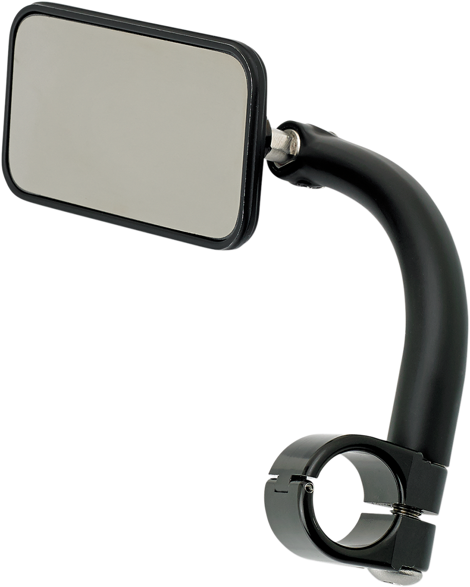 BILTWELL rectangular clamp-on motorcycle mirror in black, 1-inch size, featuring a sturdy metal frame and adjustable mounting arm.