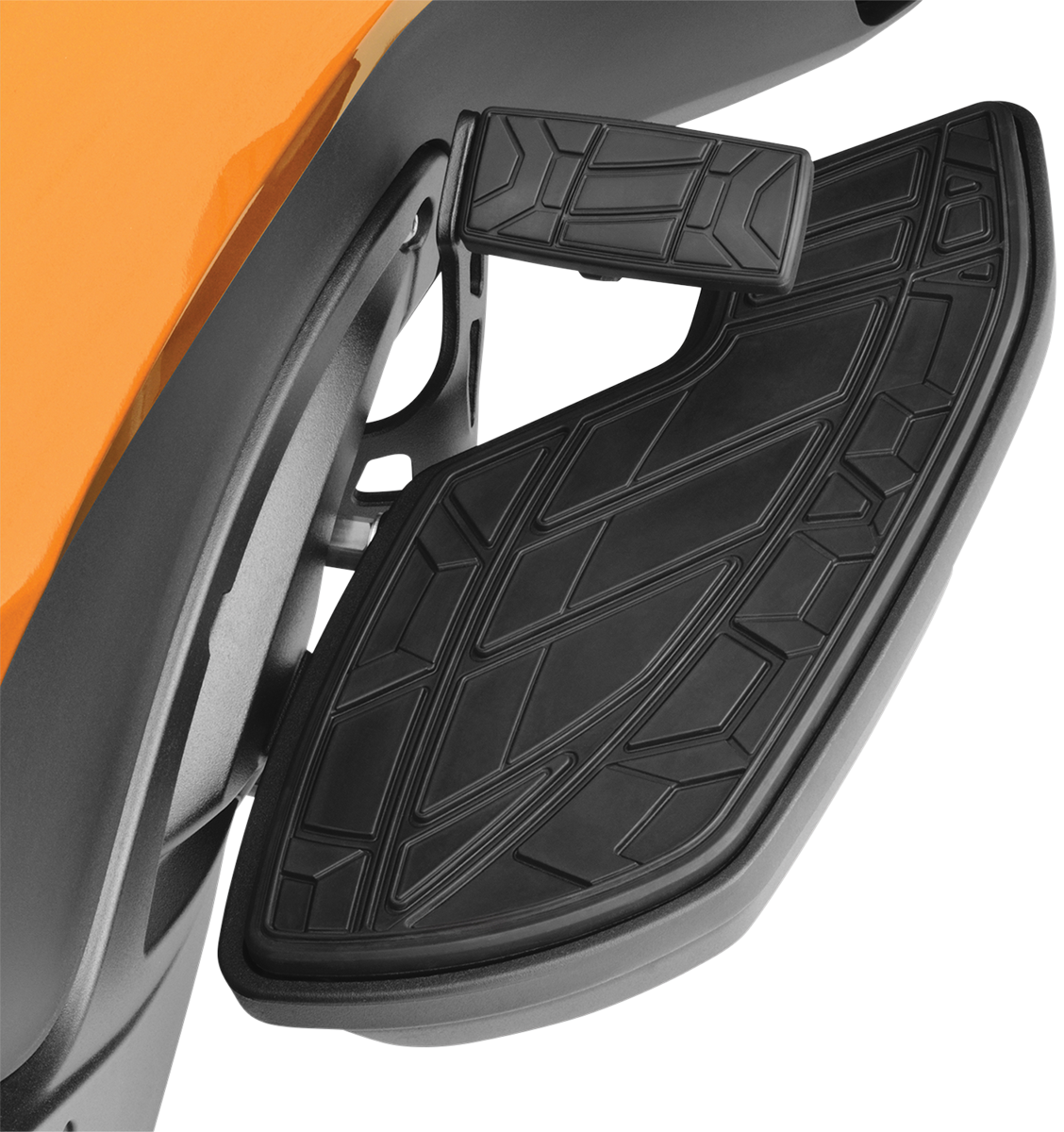Show Chrome brake pedal cover for CanAm vehicles, made of durable chrome with a sleek finish, designed for easy installation.