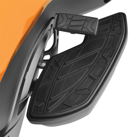 Show Chrome brake pedal cover for CanAm vehicles, made of durable chrome with a sleek finish, designed for easy installation.