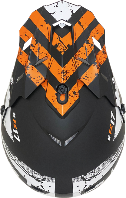 AFX FX-17 Attack helmet in matte black and orange, small size, with aerodynamic design and ventilation features.