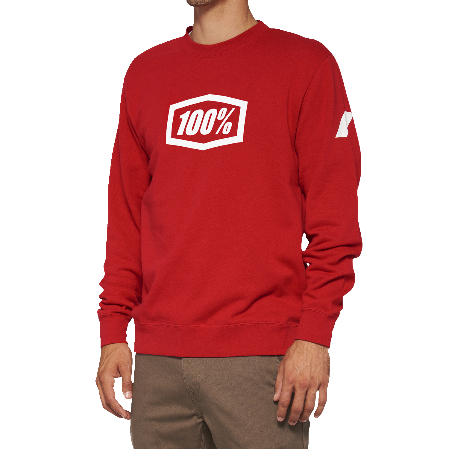 100% Icon Long-Sleeve Fleece Sweatshirt - Red - Small 20026-00010 - Howling Moto
