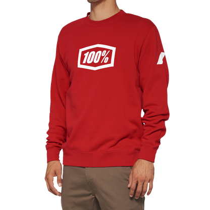 100% Icon Long-Sleeve Fleece Sweatshirt - Red - XL 20026-00013 - Howling Moto