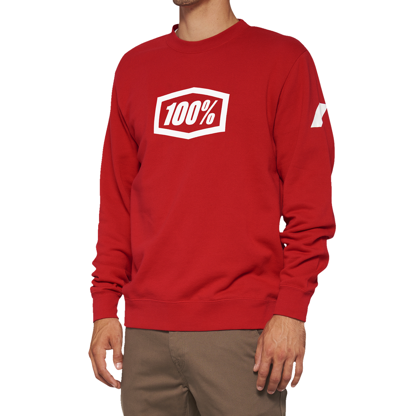 100% Icon Long-Sleeve Fleece Sweatshirt - Red - Medium 20026-00011 - Howling Moto