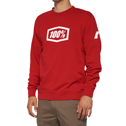 100% Icon Long-Sleeve Fleece Sweatshirt - Red - 2XL 20026-00014 - Howling Moto