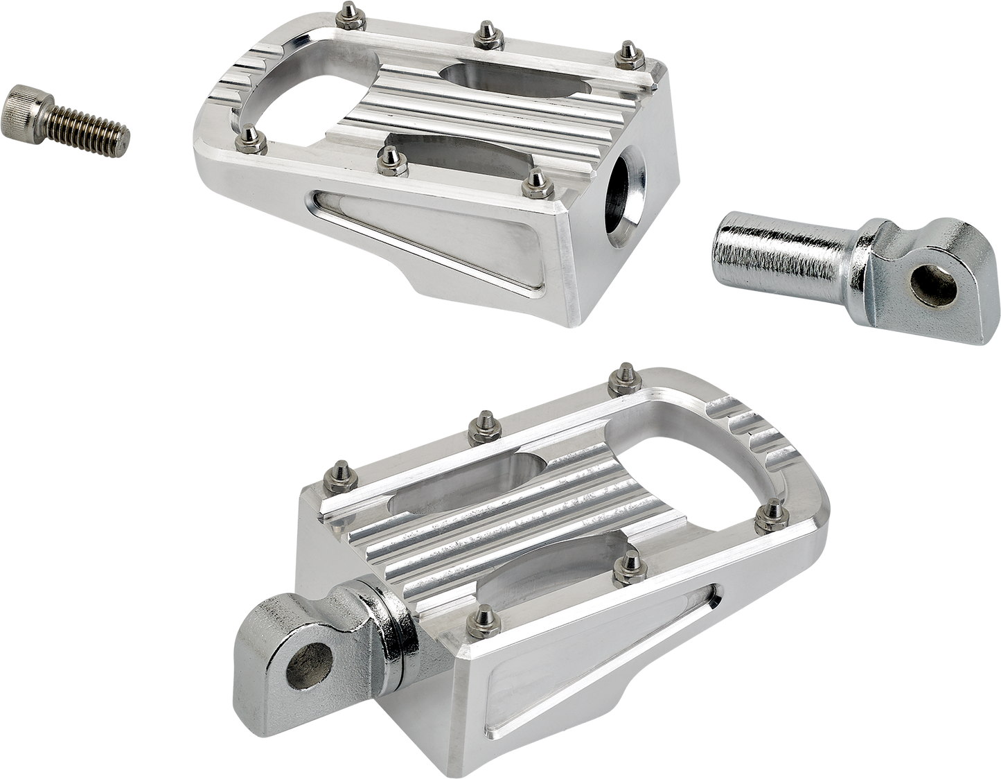 Polished BILTWELL Punisher Footpeg for motorcycle, classic body style, made from lightweight 7005 aluminum by Bill's Exhausts