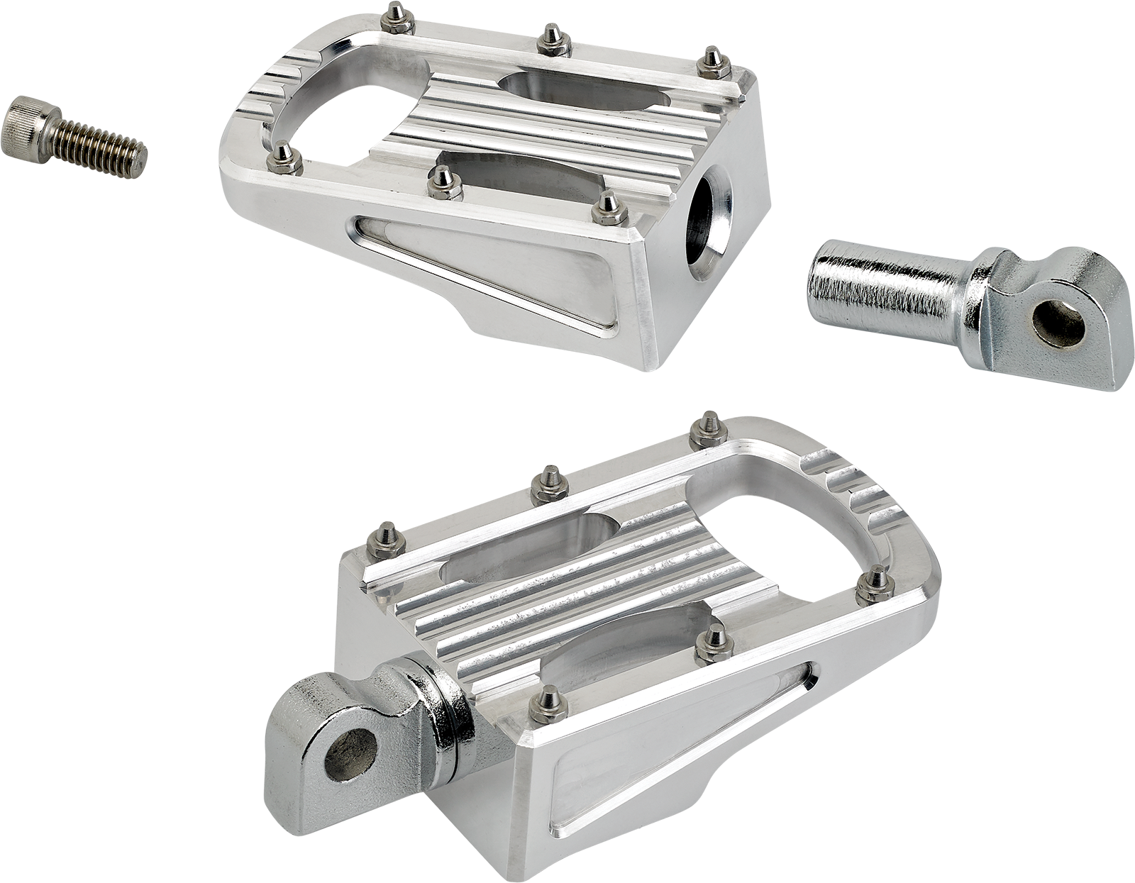 Polished BILTWELL Punisher Footpeg for motorcycle, classic body style, made from lightweight 7005 aluminum by Bill's Exhausts