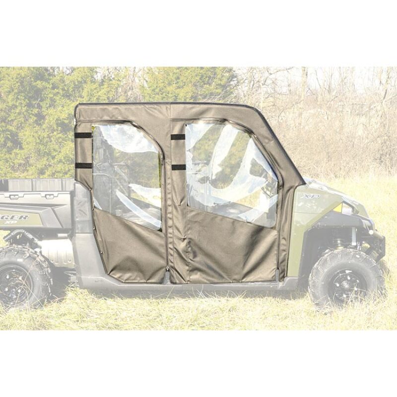 Seizmik Polaris Ranger XP Crew soft doors with zippers and fabric panels, designed for durability and weather protection.