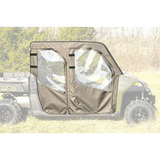 Seizmik Polaris Ranger XP Crew soft doors with zippers and fabric panels, designed for durability and weather protection.