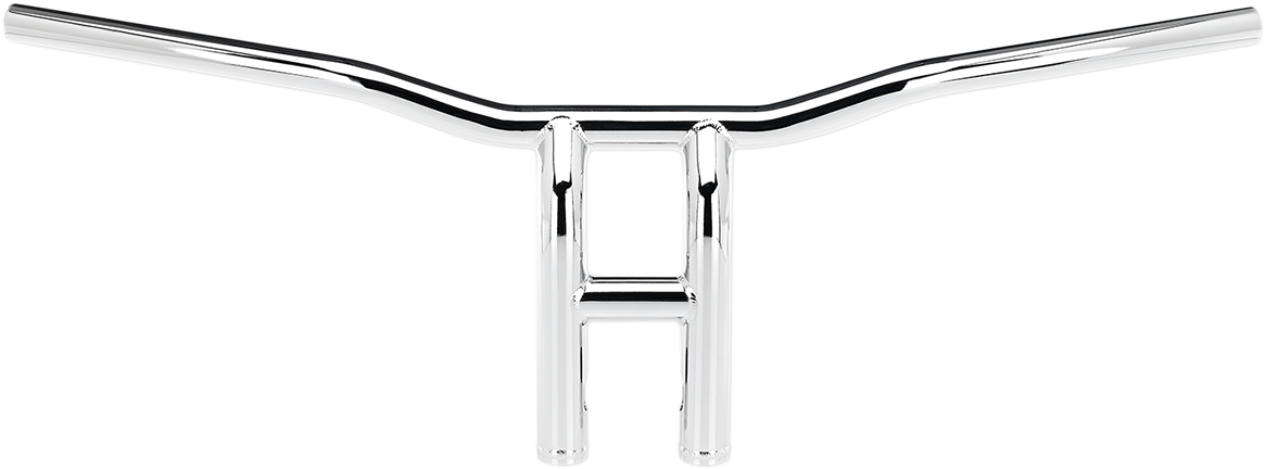 Chrome BILTWELL Tyson XL Pullback Handlebars, 10-inch width, designed for motorcycles with a stylish, ergonomic design.
