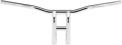 Chrome BILTWELL Tyson XL Pullback Handlebars, 10-inch width, designed for motorcycles with a stylish, ergonomic design.