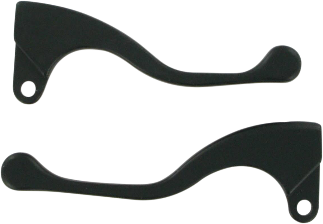 Black Parts Unlimited Shorty Power Lever Set with mounting hardware, designed for motorcycle clutch or brake systems.