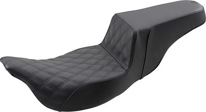 Bill's Exhausts SADDLEMEN Step-Up Seat with extended reach and front lattice stitch for FL models 2008-2023, motorcycle seat.
