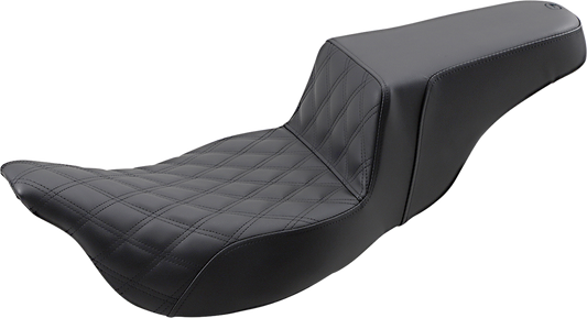 Bill's Exhausts SADDLEMEN Step-Up Seat with extended reach and front lattice stitch for FL models 2008-2023, motorcycle seat.