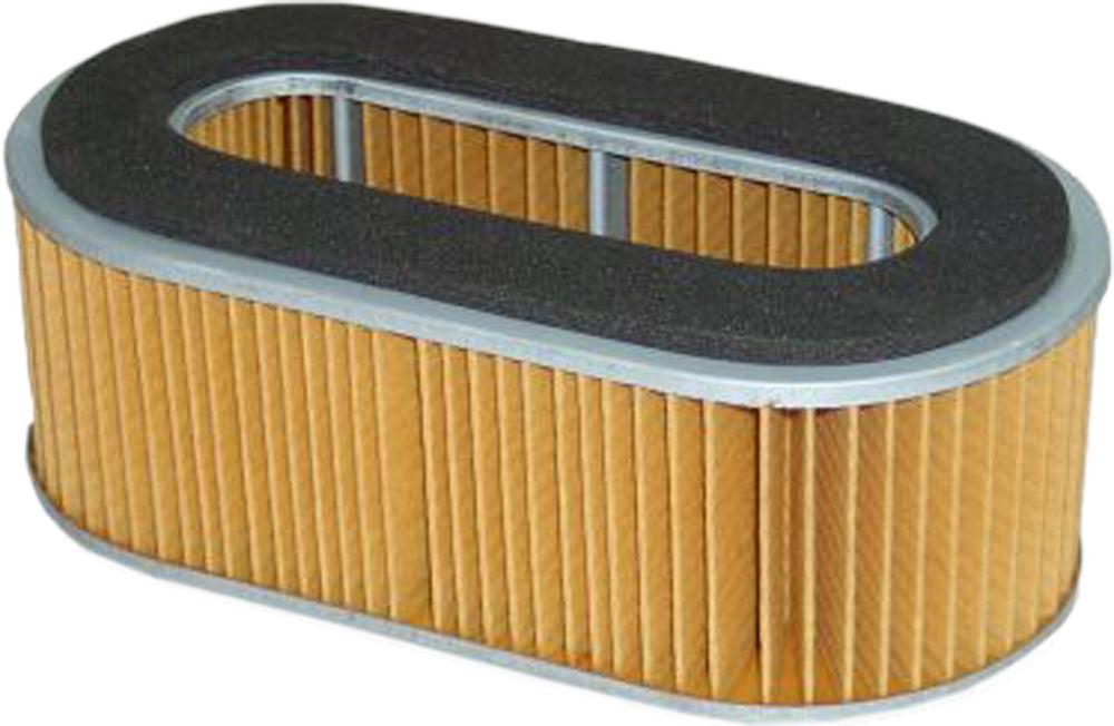 Hiflofiltro HFA1202 air filter for high-performance engines, shown in a close-up image with pleated filter media and durable frame.