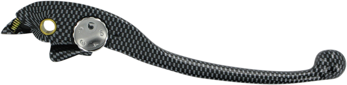 Parts Unlimited carbon fiber look brake lever for motorcycles, lightweight and durable with sleek black finish.