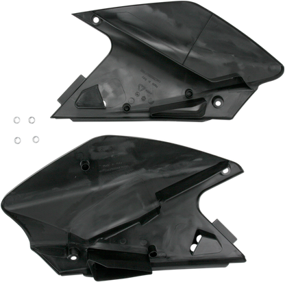 A set of black Acerbis side panels for motorcycle body, designed for durable fit and style.