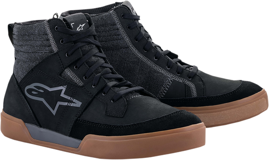 Alpinestars Ageless Shoes in black, gray, and brown, US 9, showcasing stylish sneaker design with leather and fabric details.
