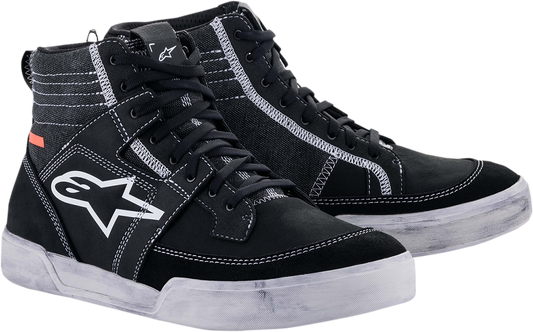 Alpinestars Ageless street-style riding shoes in black and white, US 12.5, featuring sleek design and protective features.