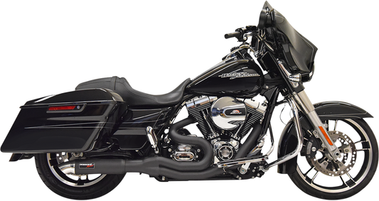 BASSANI XHAUST Hotrod 2:1 exhaust system with black finish, showing polished metal pipes and detailed design on a white background.