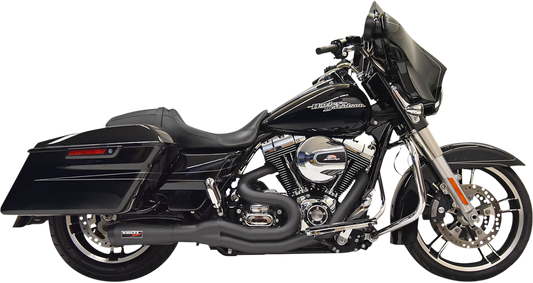Black BASSANI XHAUST 2:1 exhaust system with sleek finish, part number 1F61B, shown on a motorcycle.
