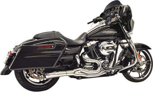 Chrome Bassani Xhaust 2:1 exhaust system with part number 1F61C, featuring polished metal pipes and sturdy mounting brackets.