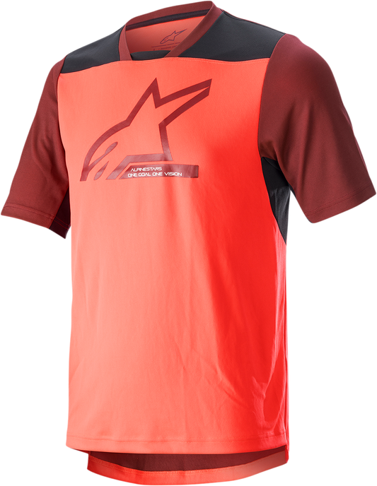 Alpinestars Drop 6.0 V2 short-sleeve jersey in coral and black, large size, featuring breathable fabric and sporty design.
