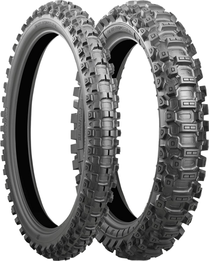 BRIDGESTONE Battlecross X31 rear motorcycle tire 120/80-19 63M with tread pattern for off-road riding.