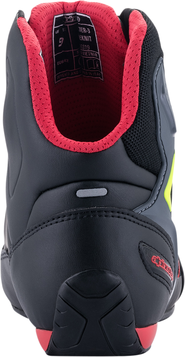 ALPINESTARS, Alpinestars Faster-3 Rideknit® Road Racing Shoes - Black, Red, Yellow, US 14 / EU 48