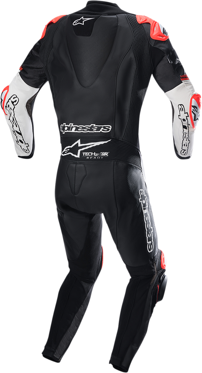 Alpinestars GP Tech v4 leather motorcycle suit in black and white with Tech-Air® compatibility, US 48 / EU 58, detailed stitching and armor