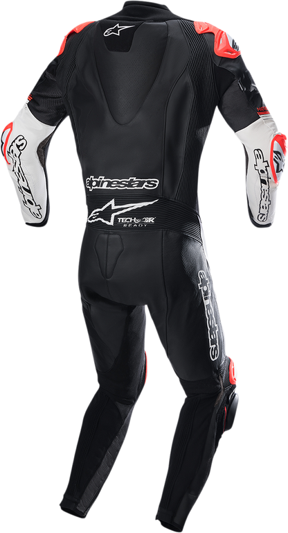 Alpinestars GP Tech v4 leather motorcycle suit in black and white with Tech-Air® compatibility, US 48 / EU 58, detailed stitching and armor