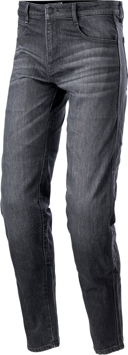 Alpinestars Sektor motorcycle riding pants in black, US 36 / EU 52, shown with details of the protective design and fabric.