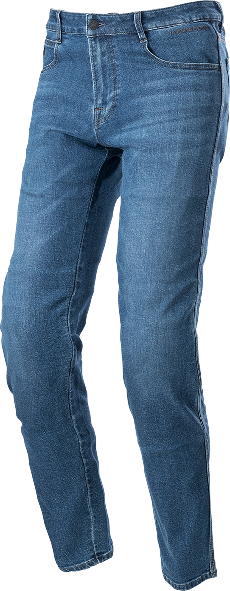 Alpinestars Radon pants in blue, US 34 / EU 50, showing durable motorcycle riding pants with reinforced knee areas.