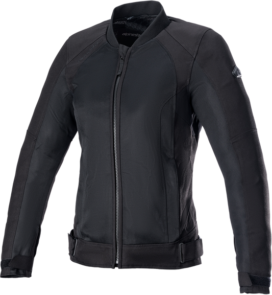 Alpinestars Stella Eloise v2 Air motorcycle jacket in black, small size, with protective armor and ventilation panels.