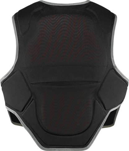 ICON Field Armor Softcore vest Megabolt Black size S/M with protective padding and durable black fabric, designed for motorcycle riding.