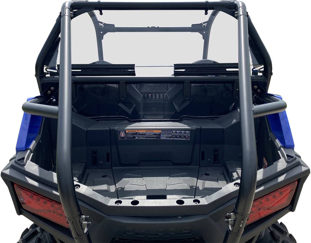 MOOSE OFFROAD back panel for Polaris RZR 2021-2024, rugged black metal with mounting brackets, designed for off-road durability