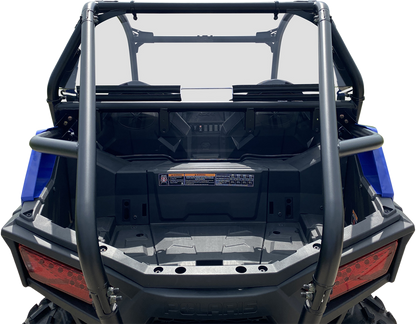 MOOSE OFFROAD back panel for Polaris RZR 2021-2024, rugged black metal with mounting brackets, designed for off-road durability