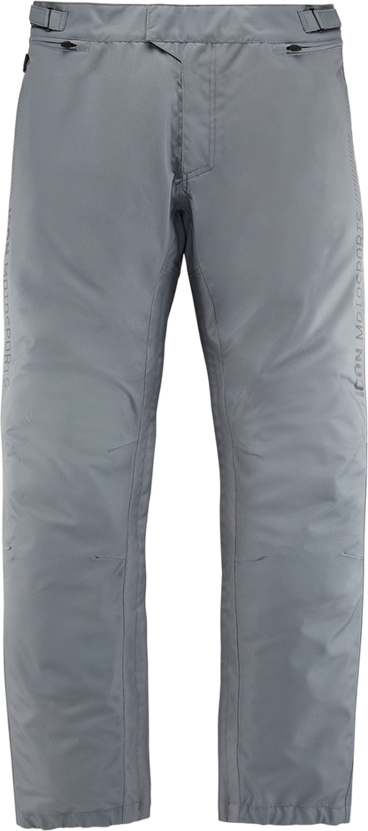 Gray ICON PDX3™ overpant in 2XL with waterproof fabric and impact protection, designed for motorcycle riding.