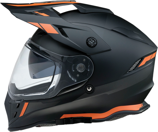 Z1R Range full-face motorcycle helmet in uptake black and orange with drop-down sun visor, large size, versatile riding gear